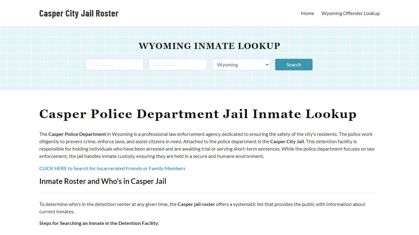 Casper Police Department & City Jail, WY Inmate Roster, Arrests, Mugshots