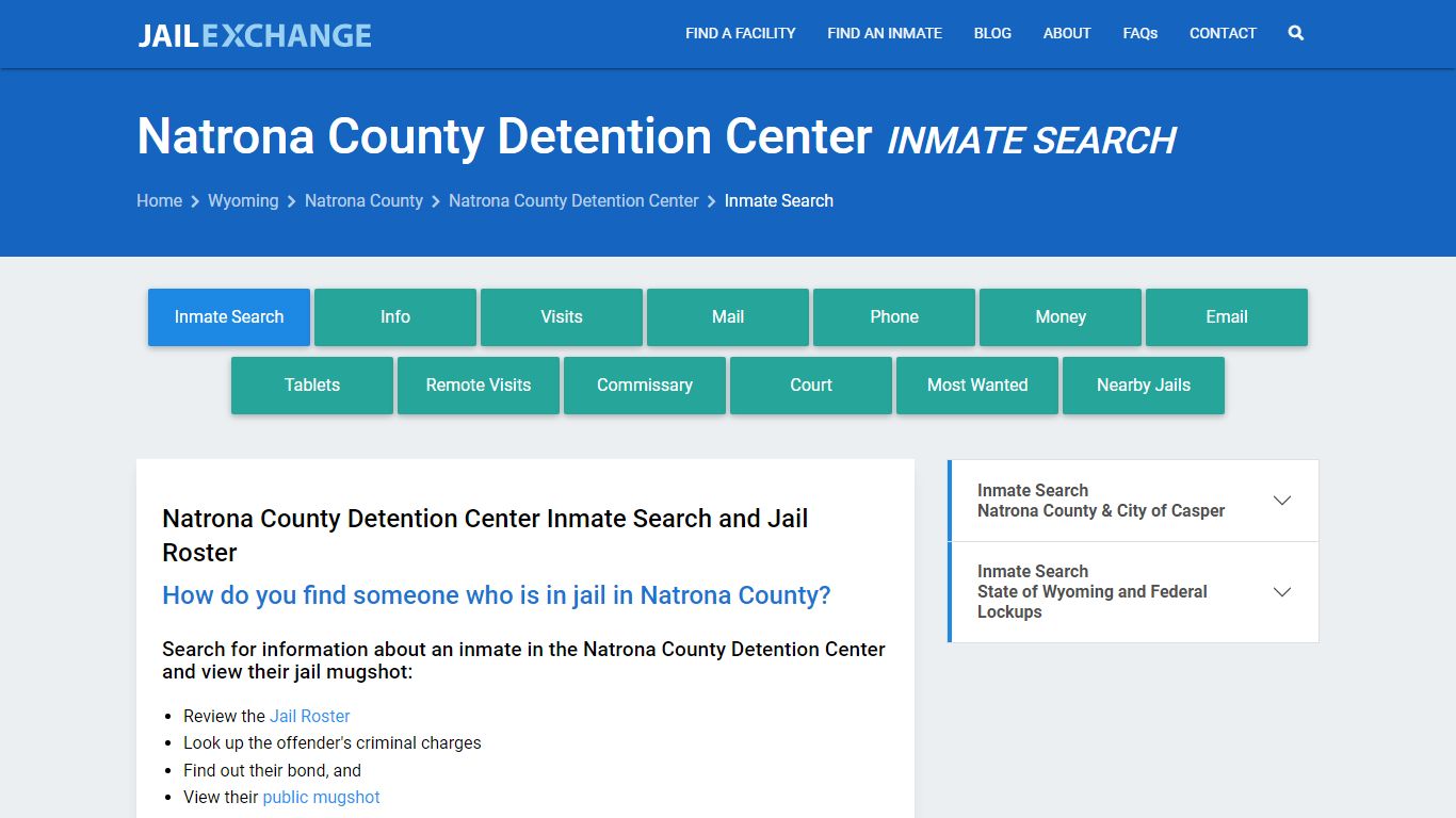 Natrona County Detention Center Inmate Search - Jail Exchange